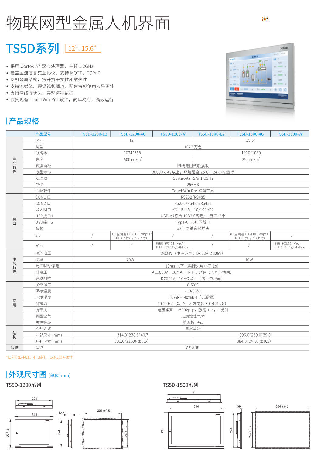 信捷TS5D系列物联网金属人机界面