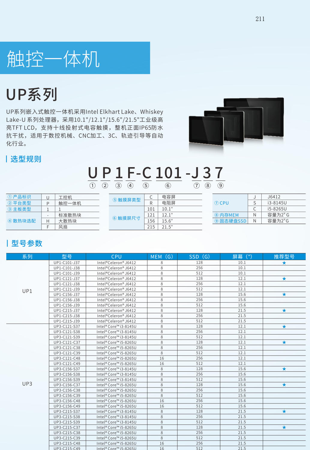 信捷 UP 系列工业触控一体机搭载 Elkhart Lake、Whiskey Lake-U 平台处理器,拥有 10.1 寸、12.1 寸、15.6 寸、21.5 寸四种工业高亮液晶屏规格,可选电容、电阻两种触控方式,整机前面板达到 IP65 防护,防水抗干扰能力突出 信捷 UP 系列工业触控一体机搭载 Elkhart Lake、Whiskey Lake-U 平台处理器,拥有 10.1 寸、12.1 寸、15.6 寸、21.5 寸四种工业高亮液晶屏规格,可选电容、电阻两种触控方式,整机前面板达到 IP65 防护,防水抗干扰能力突出