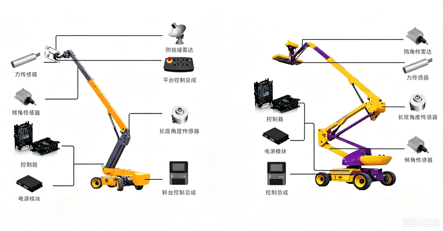 信捷高空作业车一体化智能电控系统拓扑示意图